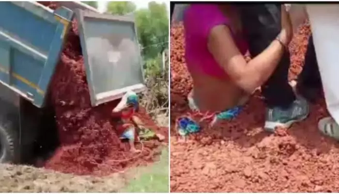 Women Buried In Gravel : దారుణం.. ఇద్దరు మహిళలపై ట్రక్కు మట్టిలోడ్ పోశారు Women Buried In Gravel : దారుణం.. ఇద్దరు మహిళలపై ట్రక్కు మట్టిలోడ్ పోశారు