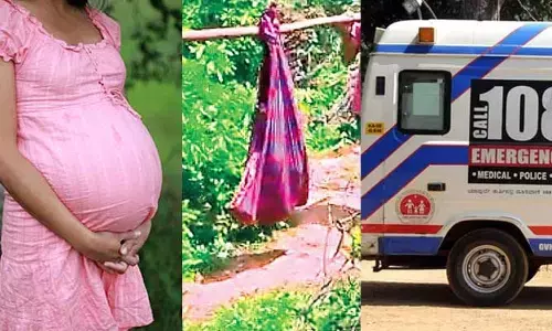 గర్భిణీకి నొప్పులు.. మూడు కిలోమీటర్లు మోసుకెళ్లిన 108 సిబ్బంది