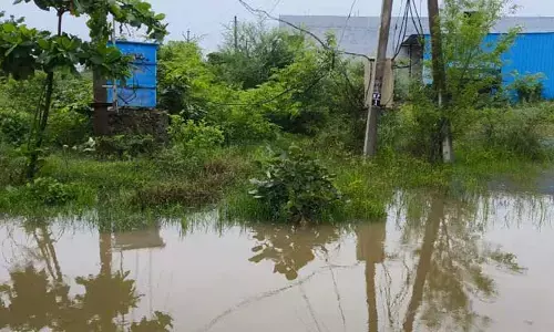 Power transformer : నీటి మడుగులో విద్యుత్‌ ట్రాన్స్‌ఫార్మర్.. పొంచి ఉన్న ప్రమాదం..