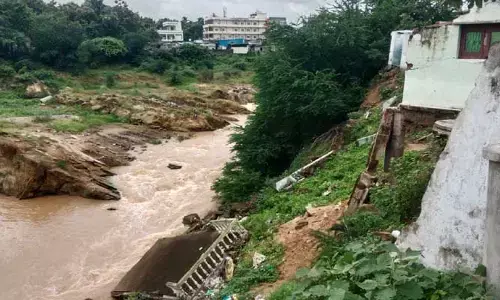 flood water : వరద పోటు.. కోతకు గురవుతున్న ముర్రేడు వాగు..