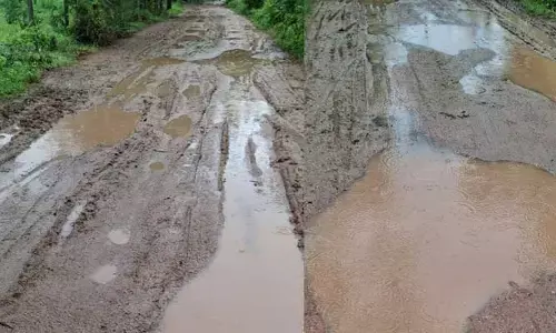 potholed road : రోడ్డు ఇలాగైతే ఊరికి వెళ్ళేదెలా..