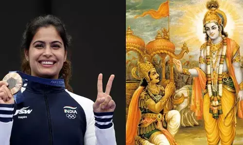 Paris Olympics : మను బాకర్ విజయానికి భగవద్గీత కారణమట.. ఎలాగో ఆమె మాటల్లోనే..