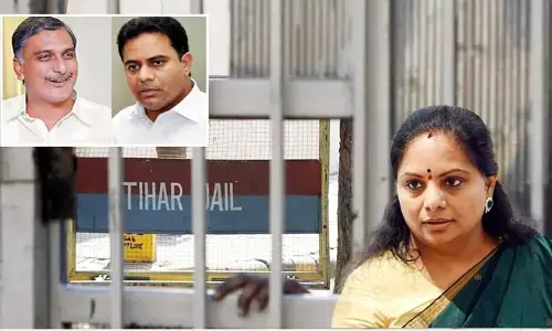 MLC Kavitha: ఢిల్లీకి వెళ్లిన కేటీఆర్, హరీష్‌రావు.. తిహార్ జైలులో కవితతో ములాఖత్