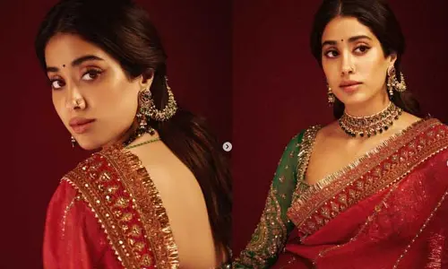 Janhvi Kapoor: రెడ్ శారీలో జాన్వీ కపూర్.. అచ్చం శ్రీదేవిలా ఉన్నావంటున్న నెటిజన్స్