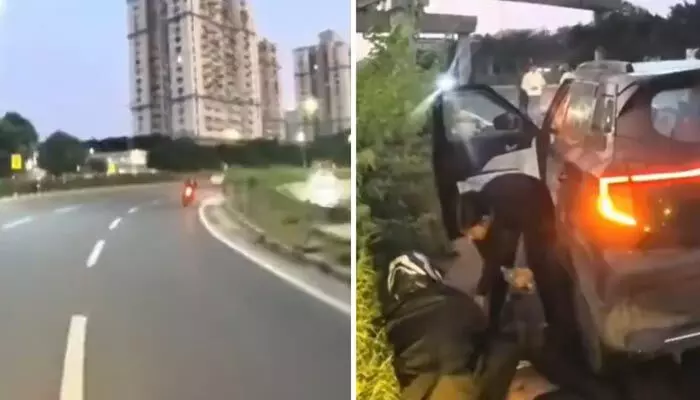 Accident : రాంగ్ రూట్లో ఎస్యూవీ కారు.. బైక్ రైడర్ ఘోరమైన క్రాష్.. వీడియో వైరల్ Accident : రాంగ్ రూట్లో ఎస్యూవీ కారు.. బైక్ రైడర్ ఘోరమైన క్రాష్.. వీడియో వైరల్