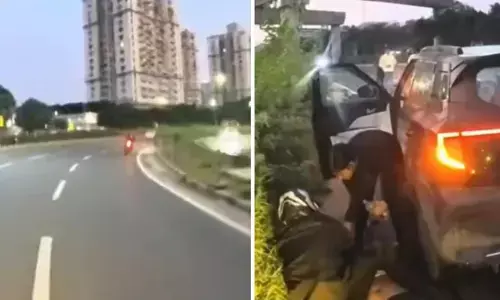 Accident : రాంగ్ రూట్‌లో ఎస్‌యూవీ కారు.. బైక్ రైడర్‌ ఘోరమైన క్రాష్.. వీడియో వైరల్