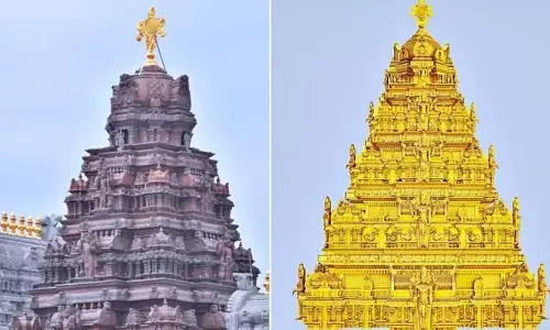 Yadadri Temple : యాదాద్రి ఆలయ విమాన గోపుర స్వర్ణమయ ఆకృతి ఖరారు
