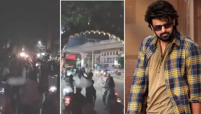 అర్థరాత్రి వేళ ప్రభాస్ అభిమానుల హల్చల్ అర్థరాత్రి వేళ ప్రభాస్ అభిమానుల హల్చల్