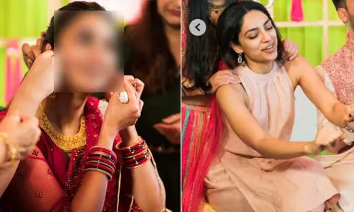 నాడు సమంత మెహందీ ఫంక్షన్‌లో మెరిసిన శోభిత ధూళిపాళ.. ఫొటోలు వైరల్