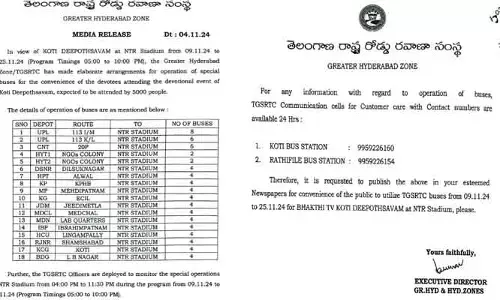 Sajjanar : కోటీ దీపోత్సవ భక్తులకు ఎన్టీఆర్ స్టేడియానికి ప్రత్యేక బస్సులు : సజ్జనార్