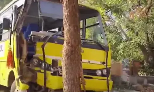 Road Accident: చెట్టును ఢీకొట్టిన స్కూల్ బస్సు.. విద్యార్థులకు గాయాలు