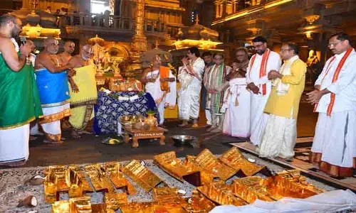 Yadagirigutta: యాదగిరిగుట్ట గోపురం బంగారు తాపడం పనులు షురూ !
