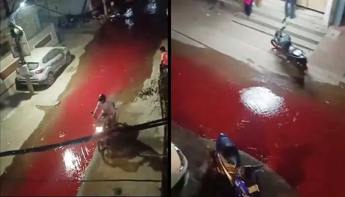 Red Roads: హైదరాబాద్ నగరంలో ఎరుపెక్కిన రహదారులు.. అవాక్కైన జనం Red Roads: హైదరాబాద్ నగరంలో ఎరుపెక్కిన రహదారులు.. అవాక్కైన జనం