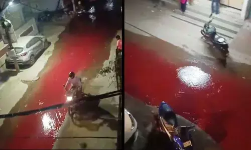 Red Roads: హైదరాబాద్‌ నగరంలో ఎరుపెక్కిన రహదారులు.. అవాక్కైన జనం