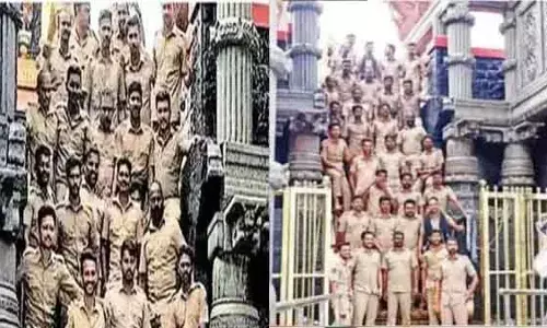 Sabarimala temple : శబరిమల క్షేత్రంలో అపచారం...పోలీసులపై వేటు