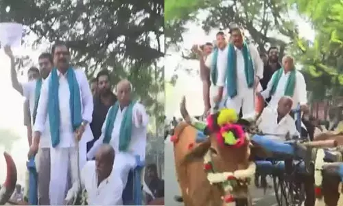 TG Assembly: బీజేపీ ఎమ్మెల్యేల వినూత్న నిరసన.. ఎడ్లబండిపై అసెంబ్లీకి