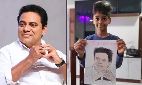 Fight hard uncle: ఫైట్ హార్డ్ అంకుల్! కేటీఆర్‌కు మద్దతుగా చిత్రాన్ని గీసిన బాలుడు