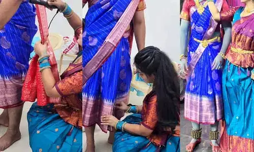 TV Actors: భర్తకి చీర కట్టి అమ్మాయి గెటప్ లో రెడీ చేస్తున్న బుల్లితెర నటి .. వైరల్ అవుతున్న వీడియో