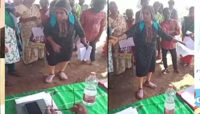 Gram Sabha : గ్రామసభలో అధికారుల ముందే తొడకొట్టిన మహిళ! Gram Sabha : గ్రామసభలో అధికారుల ముందే తొడకొట్టిన మహిళ!