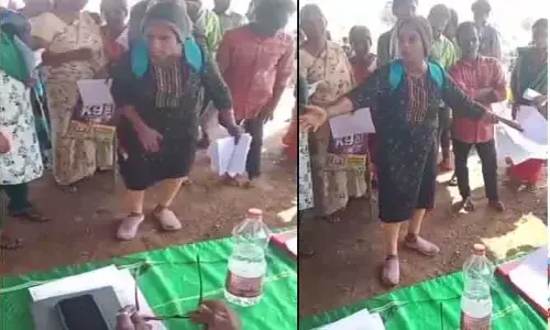 Gram Sabha : గ్రామసభలో అధికారుల ముందే తొడకొట్టిన మహిళ!