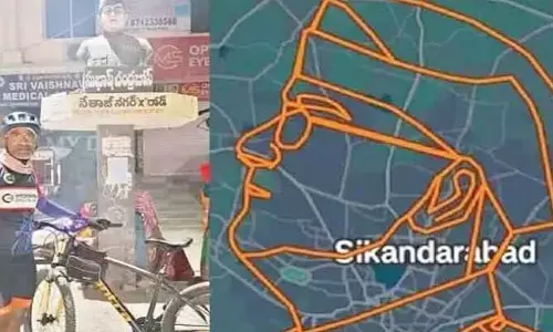 Viral:నేతాజీ ఆకారంలో రూట్ మ్యాప్.. 913 Km సైకిల్ తొక్కి..!?
