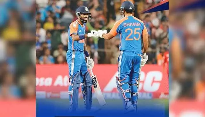 రెచ్చిపోయిన పాండ్యా, దుబే.. నాలుగో టీ20లో భారత్ భారీ స్కోర్ రెచ్చిపోయిన పాండ్యా, దుబే.. నాలుగో టీ20లో భారత్ భారీ స్కోర్