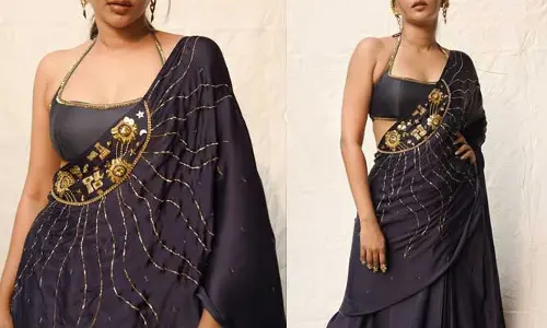బ్లాక్ శారీలో కుర్రాళ్లకు చెమటలు పట్టిస్తున్న మెగా బ్యూటీ.. నీ దొండపండు లాంటి లిప్స్ సూపర్ అంటున్న నెటిజన్లు