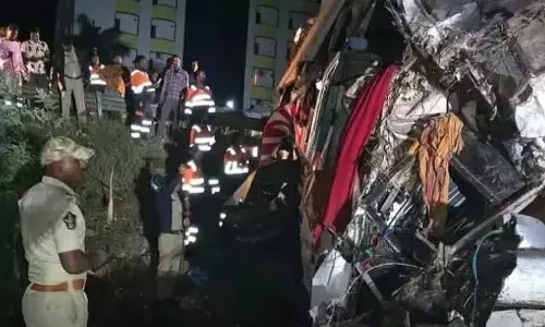 Raod Accident : ఏపీలో ట్రావెల్ బస్సు బోల్తా.. 17 మందికి తీవ్ర గాయాలు
