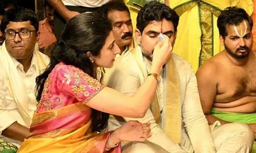 Nara Lokesh: లక్ష్మీ నరసింహస్వామి సేవలో మంత్రి లోకేష్ దంపతులు