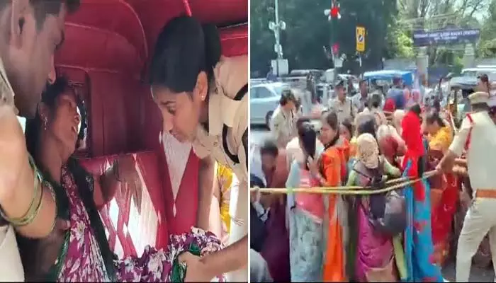 ASHA workers: సీఎం సార్.. మేం కూడా ఆడపిల్లలమే కదా! దద్దరిల్లిన హైదరాబాద్ కోఠి సెంటర్ ASHA workers: సీఎం సార్.. మేం కూడా ఆడపిల్లలమే కదా! దద్దరిల్లిన హైదరాబాద్ కోఠి సెంటర్