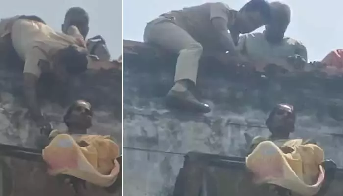 భార్యా,భర్తల మధ్య గొడవ.. భర్తతో పాటు పోలీసులకూ చుక్కలు చూపించిన మహిళ భార్యా,భర్తల మధ్య గొడవ.. భర్తతో పాటు పోలీసులకూ చుక్కలు చూపించిన మహిళ