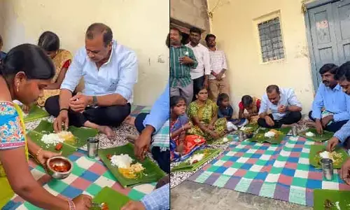 సామాన్యుడి ఇంట్లో సన్నబియ్యంతో భోజనం చేసిన మంత్రి కోమటిరెడ్డి