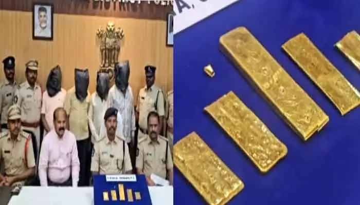 దారి దోపిడీ ముఠా అరెస్ట్.. రూ.3.5 కోట్ల విలువైన గోల్డ్ సీజ్ దారి దోపిడీ ముఠా అరెస్ట్.. రూ.3.5 కోట్ల విలువైన గోల్డ్ సీజ్