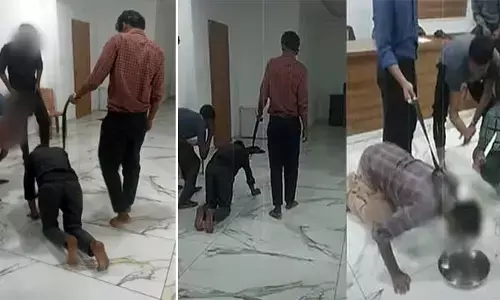 టార్గెట్ పూర్తి చేయలేదని పనిష్మెంట్! ఉద్యోగి మెడలో బెల్ట్ కట్టి కుక్కలా మోకాళ్లపై వాకింగ్