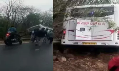 ఆర్టీసీ బస్సుకు ప్రమాదం.. ప్రయాణికులు సురక్షితం
