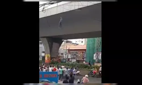 Viral Video :మందుబాబు వీరంగం.. ఏకంగా ఫ్లై ఓవర్ మీది నుంచి జంప్