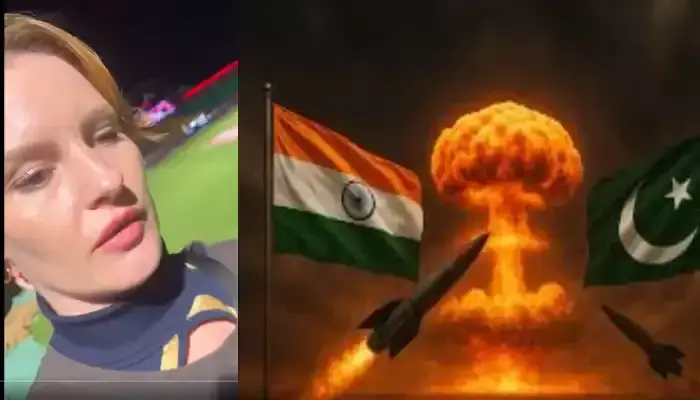 పాక్ తో యుద్ధం... ధర్మశాల స్టేడియంలో  చీర్ గర్ల్ షాకింగ్ వీడియో వైరల్