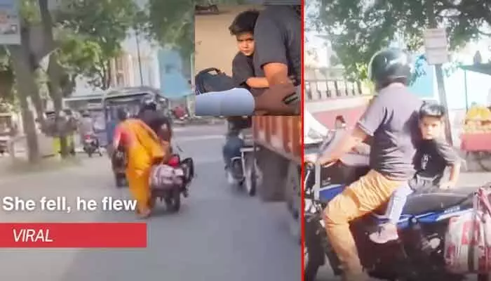 Viral video : బండి మీద వెళ్తుండగా ఒక్కసారిగా దూకేసిన భార్య.. మరీ అట్ల చేస్తే ఎట్లా బ్రో.. అంటూ భర్తను తిట్టిపోస్తున్న నెటిజన్లు ! Viral video : బండి మీద వెళ్తుండగా ఒక్కసారిగా దూకేసిన భార్య.. మరీ అట్ల చేస్తే ఎట్లా బ్రో.. అంటూ భర్తను తిట్టిపోస్తున్న నెటిజన్లు !