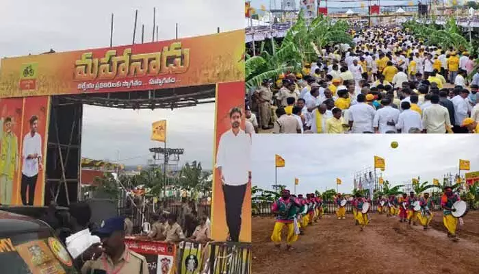మహానాడు కార్యక్రమానికి భారీగా తరలివస్తున్న టీడీపీ శ్రేణులు మహానాడు కార్యక్రమానికి భారీగా తరలివస్తున్న టీడీపీ శ్రేణులు