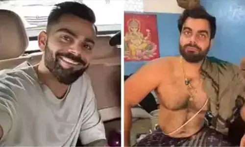 ఆలయంలో ఆశ్చర్యకరమైన దృశ్యం.. విరాట్ పోలికలతో పూజారి.. నెట్టింట వైరల్!