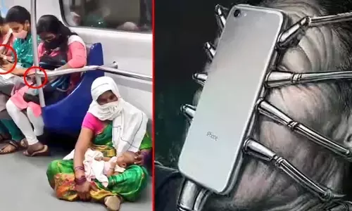 సెల్‌ఫోన్ మాయాలో మానవత్వం మరిచారా? చంటి పాపతో కూర్చున్న మహిళ ఫోటో వైరల్