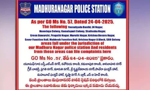 జూబ్లీహిల్స్ నుండి మధురనగర్ పోలీస్ స్టేషన్‌కి  పరిధి మార్పు