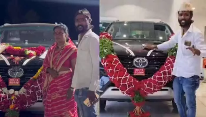 ఊర్లో మేకలతో వీడియోలు చేస్తూ.. ఏకంగా ఫార్చ్యూనర్ కొనుగోలు చేశాడు! నెట్టింట వైరల్గా సోలాపూర్ యువకుడు ఊర్లో మేకలతో వీడియోలు చేస్తూ.. ఏకంగా ఫార్చ్యూనర్ కొనుగోలు చేశాడు! నెట్టింట వైరల్గా సోలాపూర్ యువకుడు