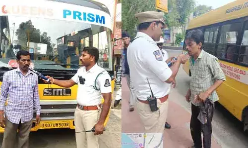 డ్రంక్ అండ్ డ్రైవ్ తనిఖీలలో పట్టుబడిన స్కూల్ బస్సుల డ్రైవర్లు