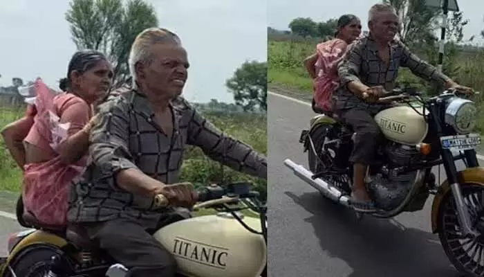 బుల్లెట్ బండిపై అవ్వను ఎక్కించుకుని తాత రైడింగ్.. నెటిజన్లు ఫిదా బుల్లెట్ బండిపై అవ్వను ఎక్కించుకుని తాత రైడింగ్.. నెటిజన్లు ఫిదా