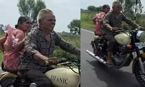 బుల్లెట్ బండిపై అవ్వను ఎక్కించుకుని తాత రైడింగ్.. నెటిజన్లు ఫిదా
