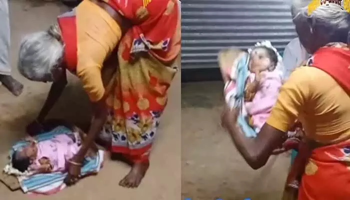 పసికందును చాటలో వేసి బియ్యం చెరిగినట్టు చెరుగుతున్న బామ్మ.. అలా ఎగిరేస్తున్నావు ఎందుకే ముసలి నక్క అంటూ ఏకిపారేస్తున్న నెటిజన్లు పసికందును చాటలో వేసి బియ్యం చెరిగినట్టు చెరుగుతున్న బామ్మ.. అలా ఎగిరేస్తున్నావు ఎందుకే ముసలి నక్క అంటూ ఏకిపారేస్తున్న నెటిజన్లు