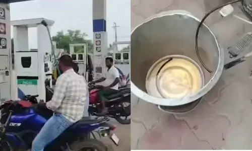 అర లీటర్ పెట్రోల్ రూ.400...పెట్రోల్ బంక్ ఘరానా మోసం.. వీడియో వైరల్