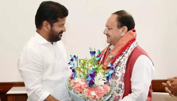 జేపీ నడ్డాతో ముగిసిన భేటీ.. CM రేవంత్ చేసిన విజ్ఞప్తులు ఇవే! జేపీ నడ్డాతో ముగిసిన భేటీ.. CM రేవంత్ చేసిన విజ్ఞప్తులు ఇవే!