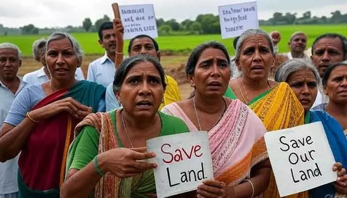 భూమి పోతే బతుకేం మిగులుతుంది..? రిజర్వాయర్కు వ్యతిరేకంగా గ్రామాల రేవు భూమి పోతే బతుకేం మిగులుతుంది..? రిజర్వాయర్కు వ్యతిరేకంగా గ్రామాల రేవు